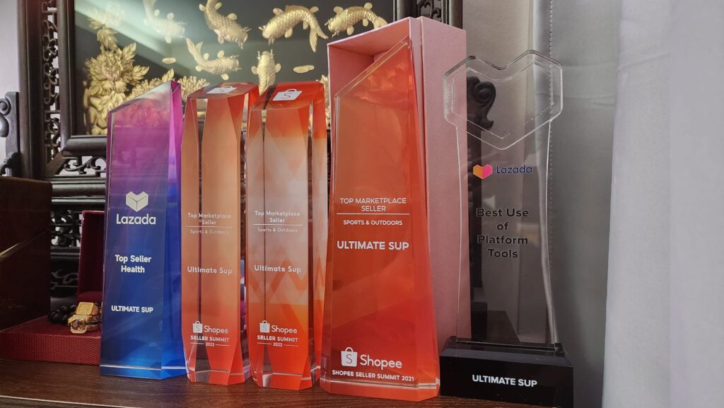 Shopee 2021/2022/2023 Award - Best Store in Sports & Outdoors Category & Lazada 2023 Award - Top Seller in Health